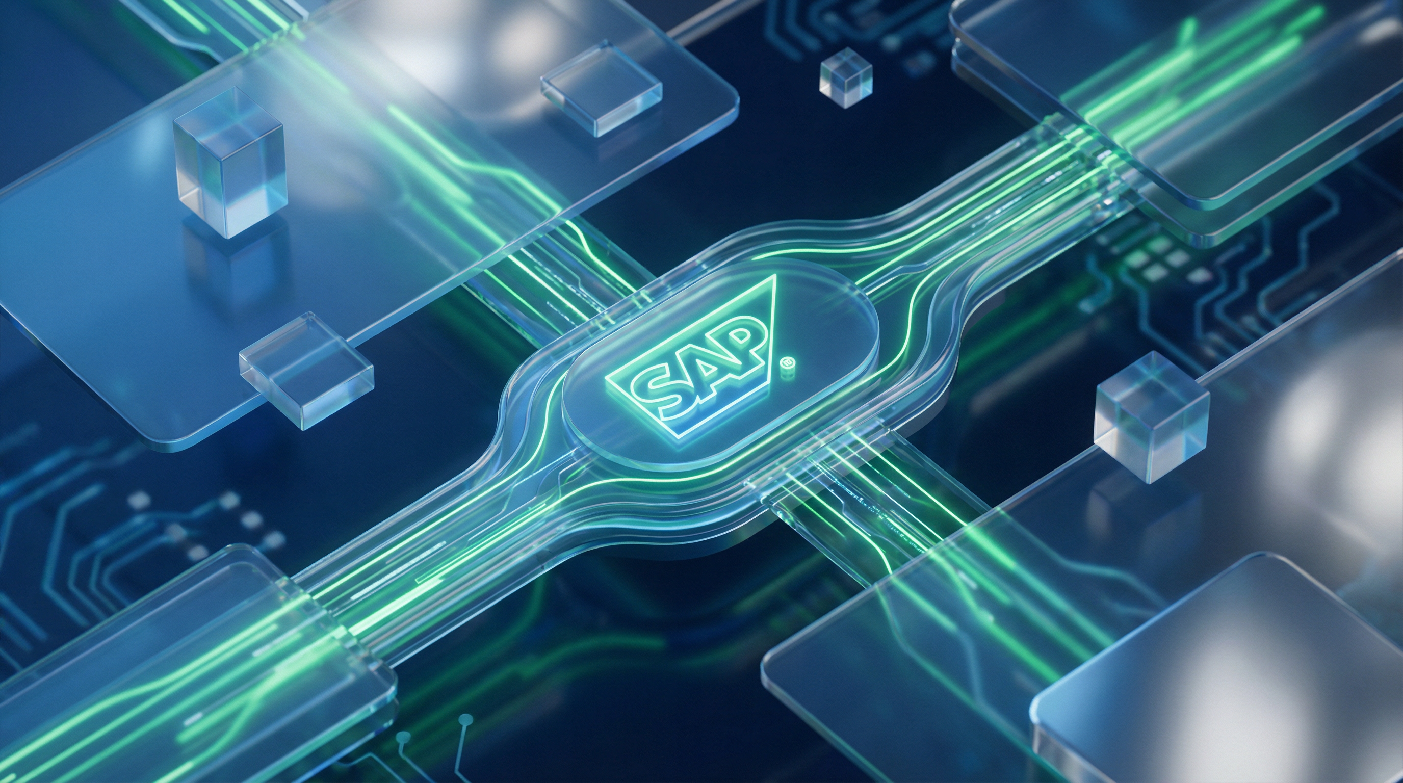 Fondo futurista corporativo representando transformación digital SAP